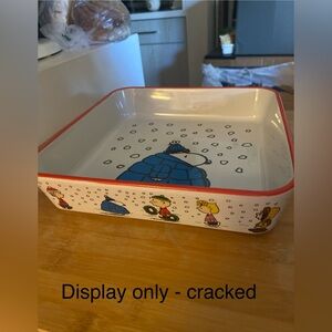 Puffer Snoopy Square Dish with Red Trim - Peanuts (Display only)